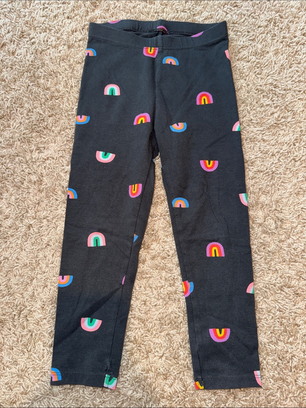 Cat & Jack Black Leggings with Multicolor Rainbow Motif